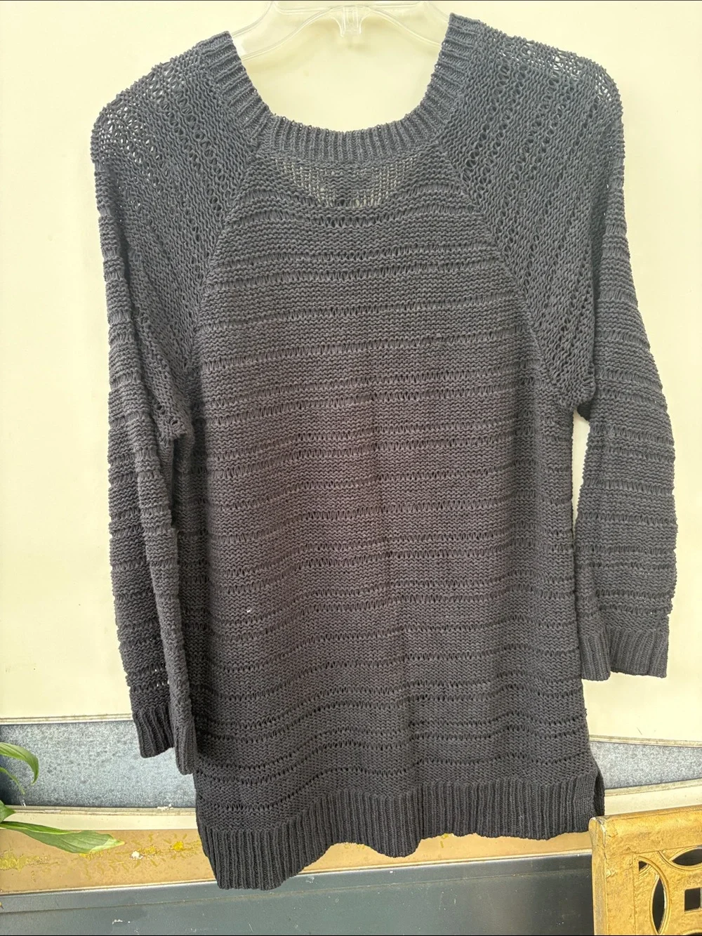 Apt. 9 Charcoal Open-Knit Crewneck Sweater